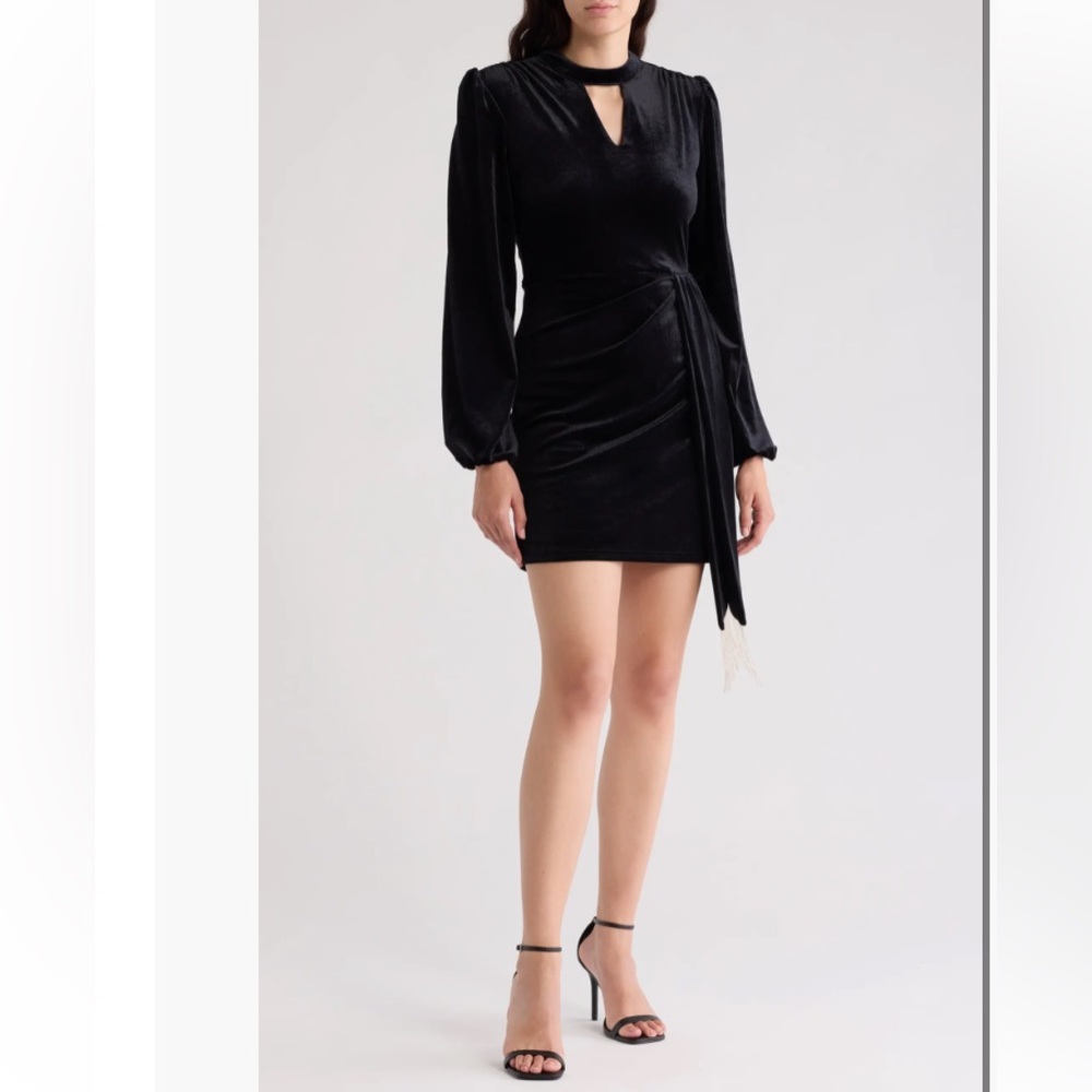 Rachel Parcell Keyhole Long Sleeve Velvet Minidress